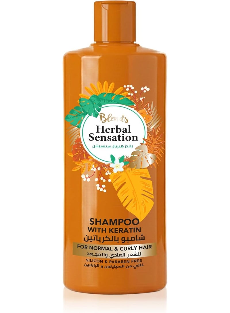 Blends Herbal Sensation Shampoo with Keratin for Normal & Curly Hair - Humidity Protection & Detangling - Silicon & Paraben Free - 850 ml - Image 1